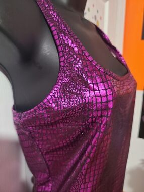 Metallic Magenta Croc-Print Tank